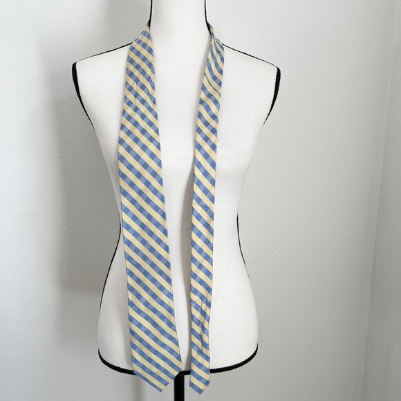 Men’s Nautica Yellow Blue Striped Tie. 100% Silk - Picture 1 of 7